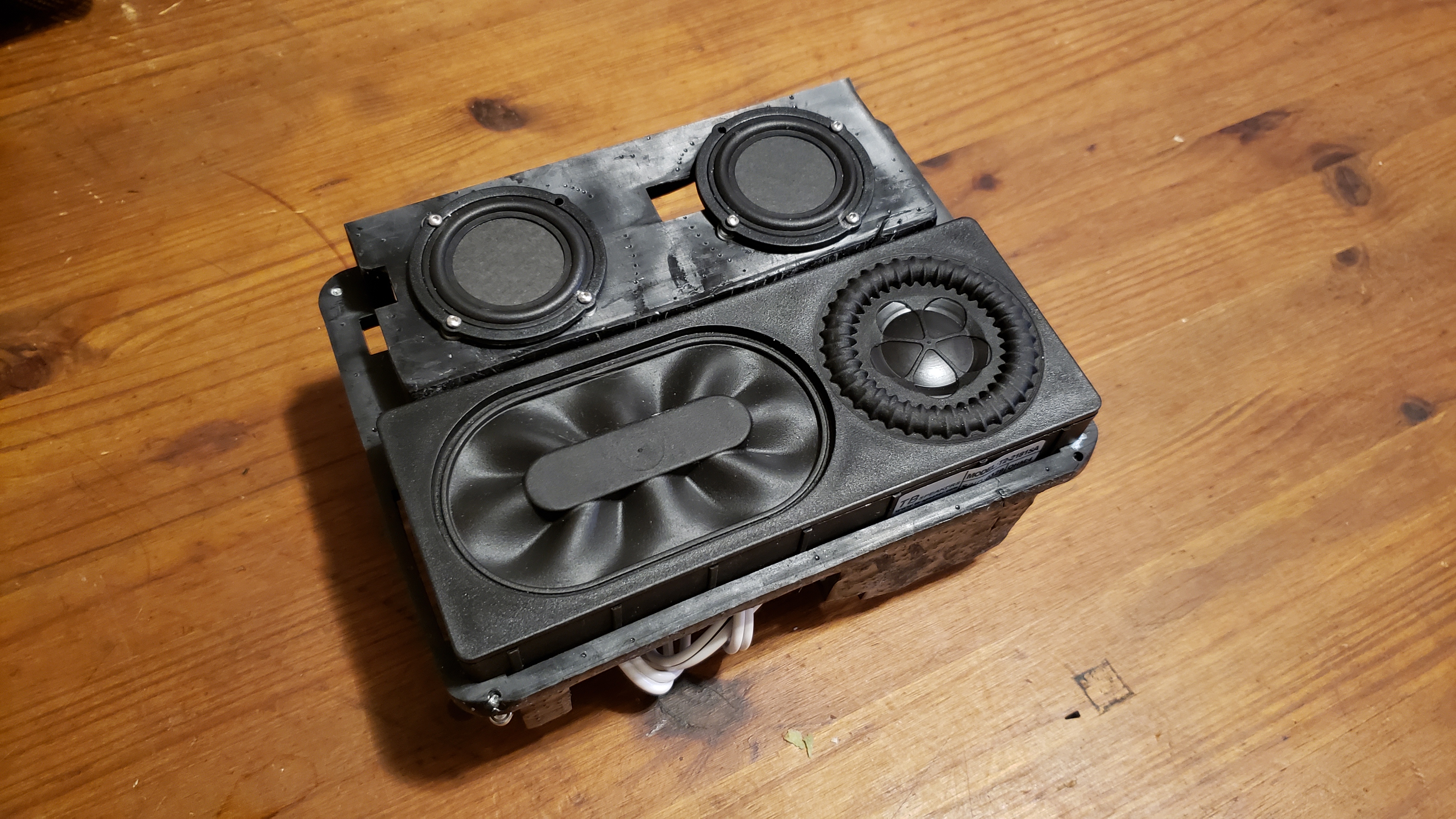 Speaker drivers and passive radiator mounted